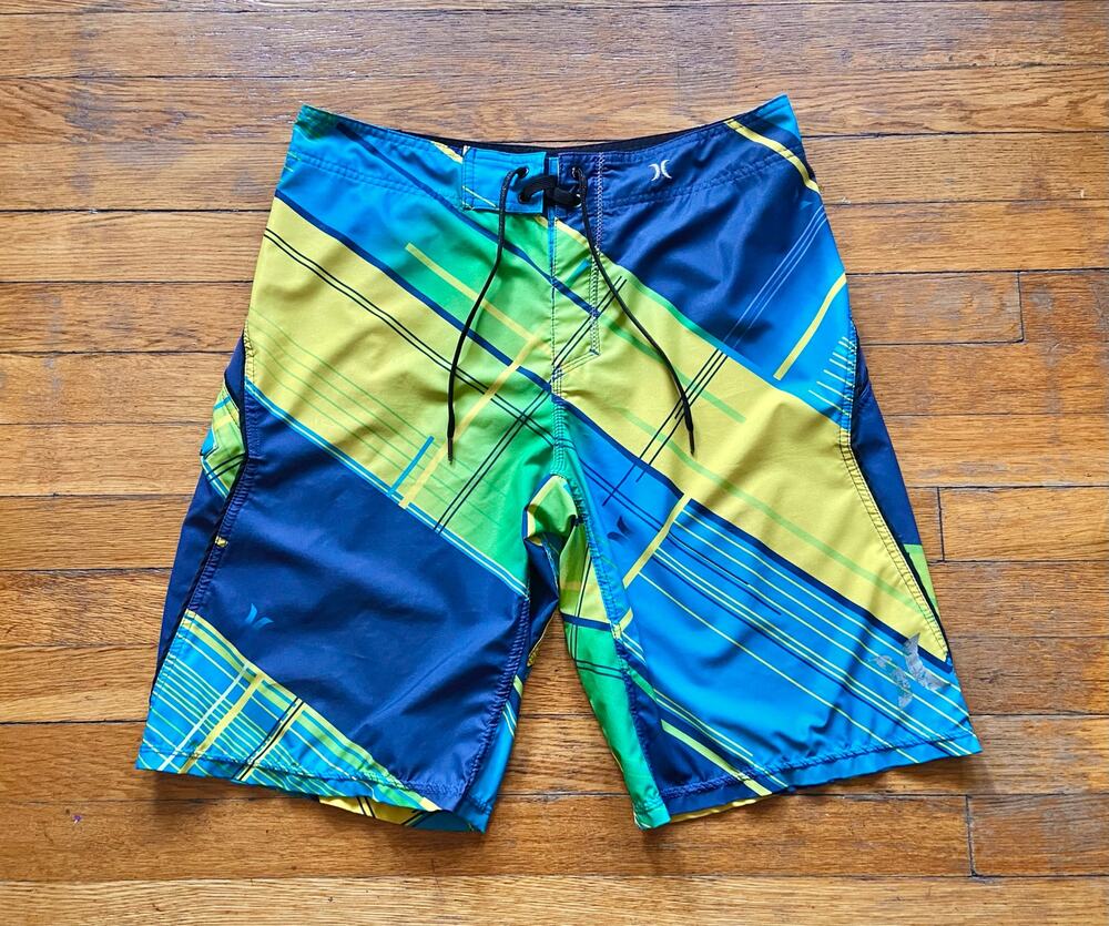 HURLEY Phantom 21" Blue/Yellow/Green Boardshorts sz 32